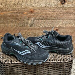 Saucony Women's Excursion TR15 Trail Running Shoe Black & Jade Size 8.5 Wide